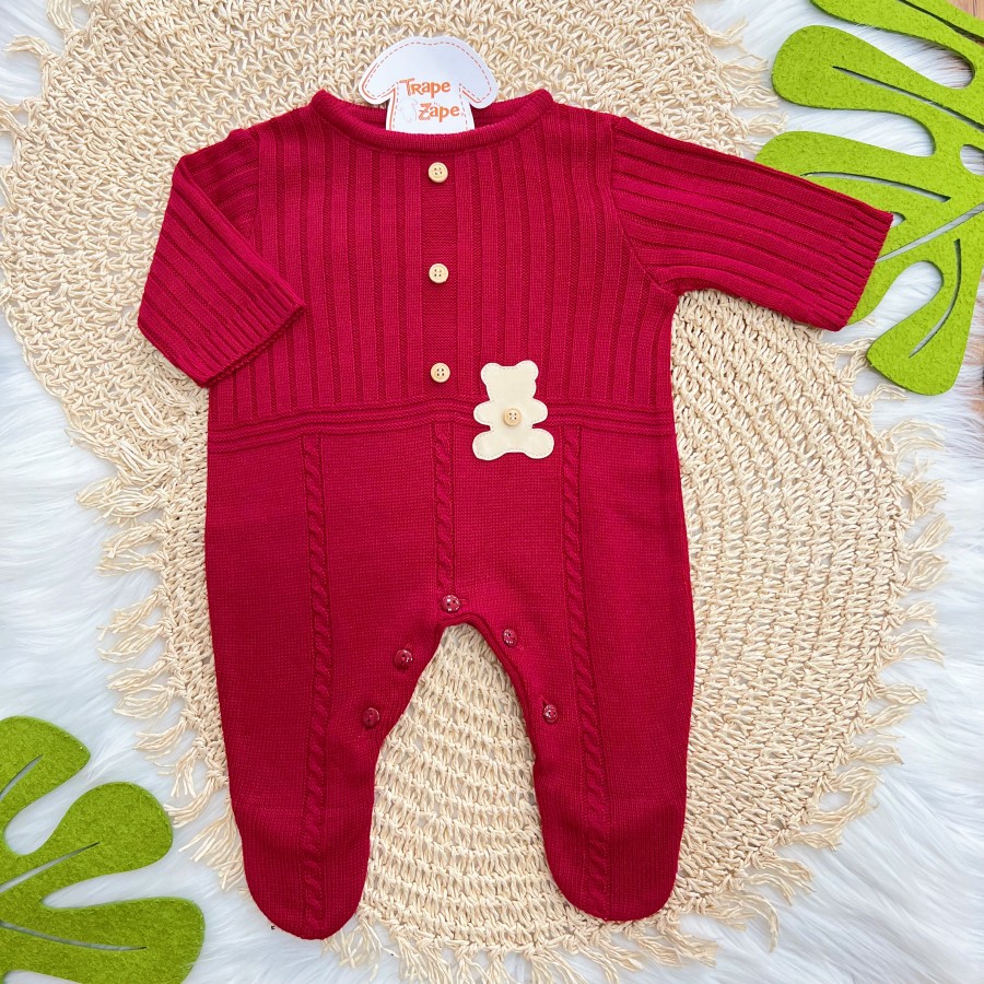 Macacão de Linha Joaquim - Vermelho Ursinho Couro